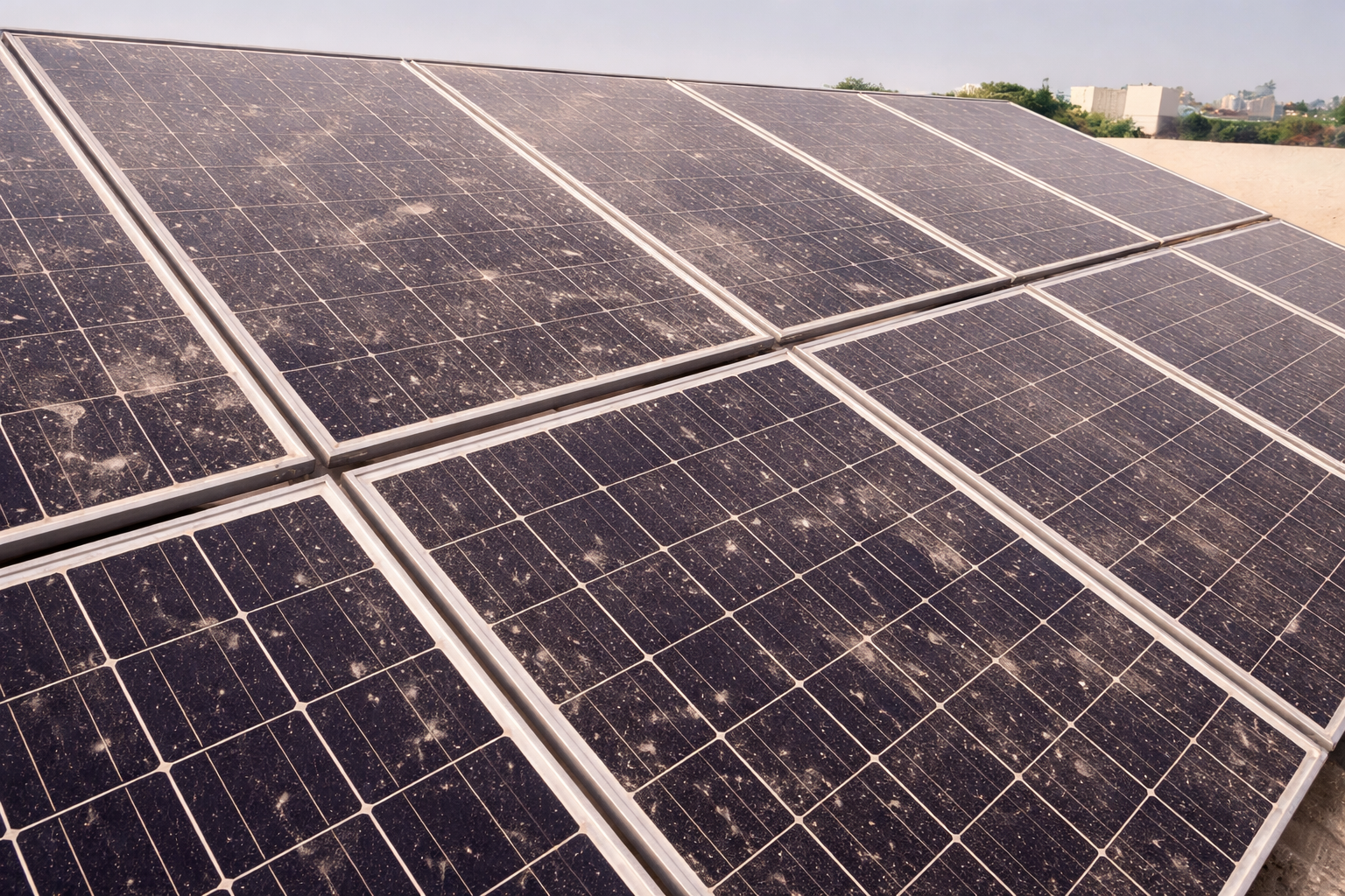 Before rooftop solar panel cleaning